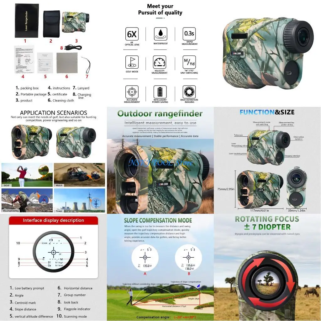 

L8RC High Precisions 1000m Distance Measurement Multifunction Rangefinder Rechargeable Battery Clear Display