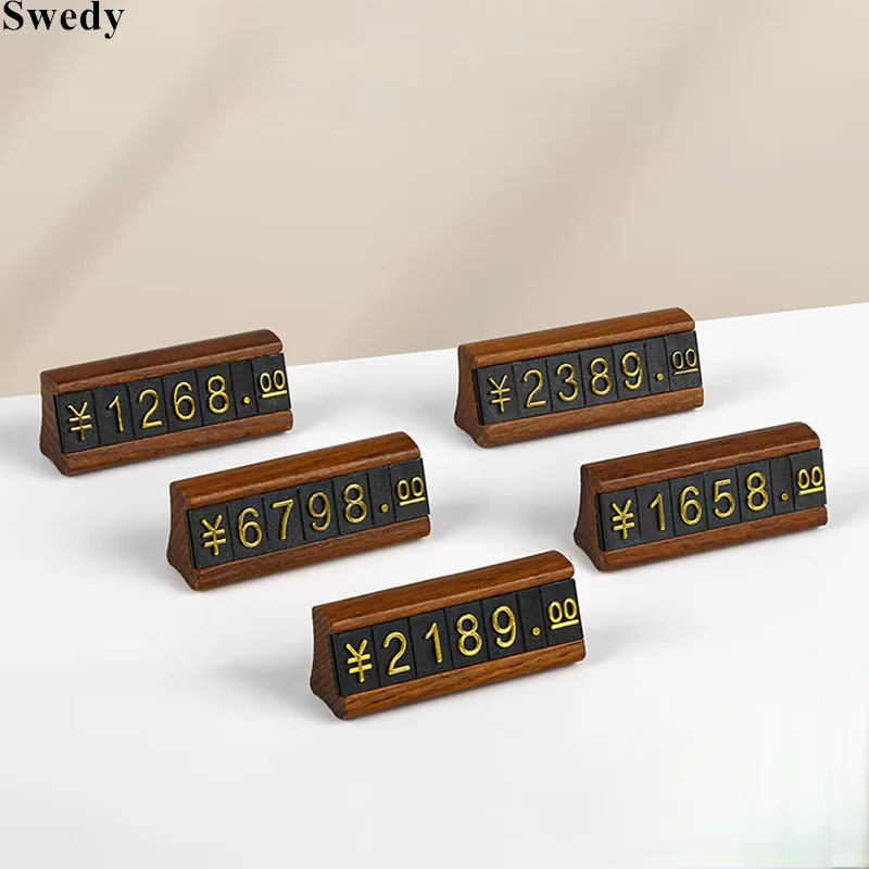 Wood Adjustable Number Price Cube Tags Phone Watch Jewelry Mini Sale Price Label Blocks Eur Dollar Pricing Sign Holder Show Kit