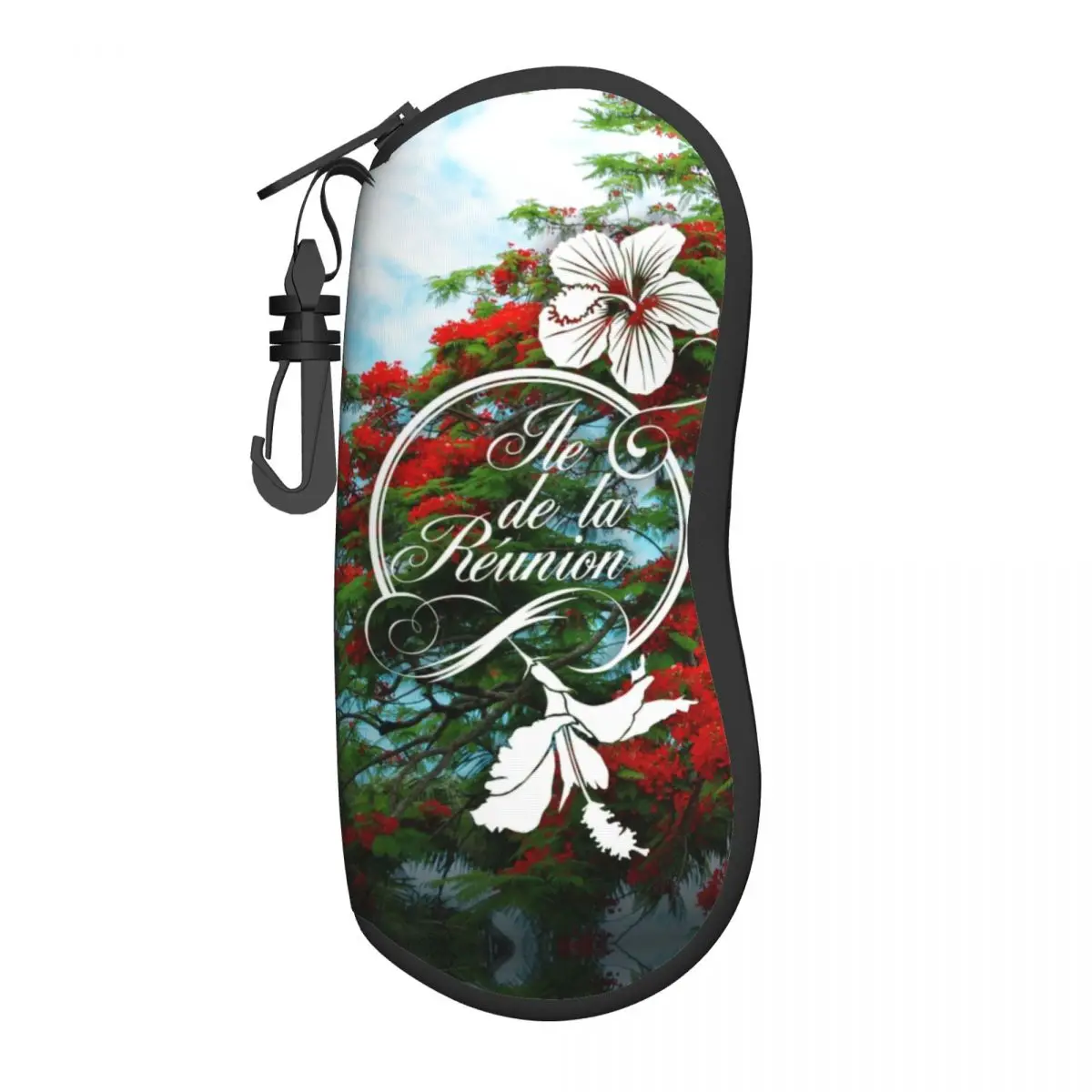 974 Reunion Island Flamboyant Hibiscus Shell Eyeglasses Case Women Men Fashion Flowers Pattern Glasses Case Sunglasses Box Pouch