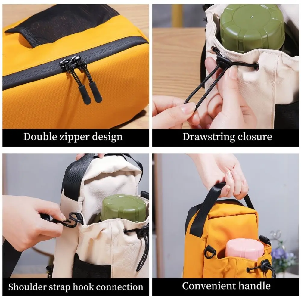 

Magnetic Water Bottle Sling Bag Pull Cord Multi-layer Gym Bottle Bag Large Capacity Adjustable Crossbody Sports Bag Outdoor