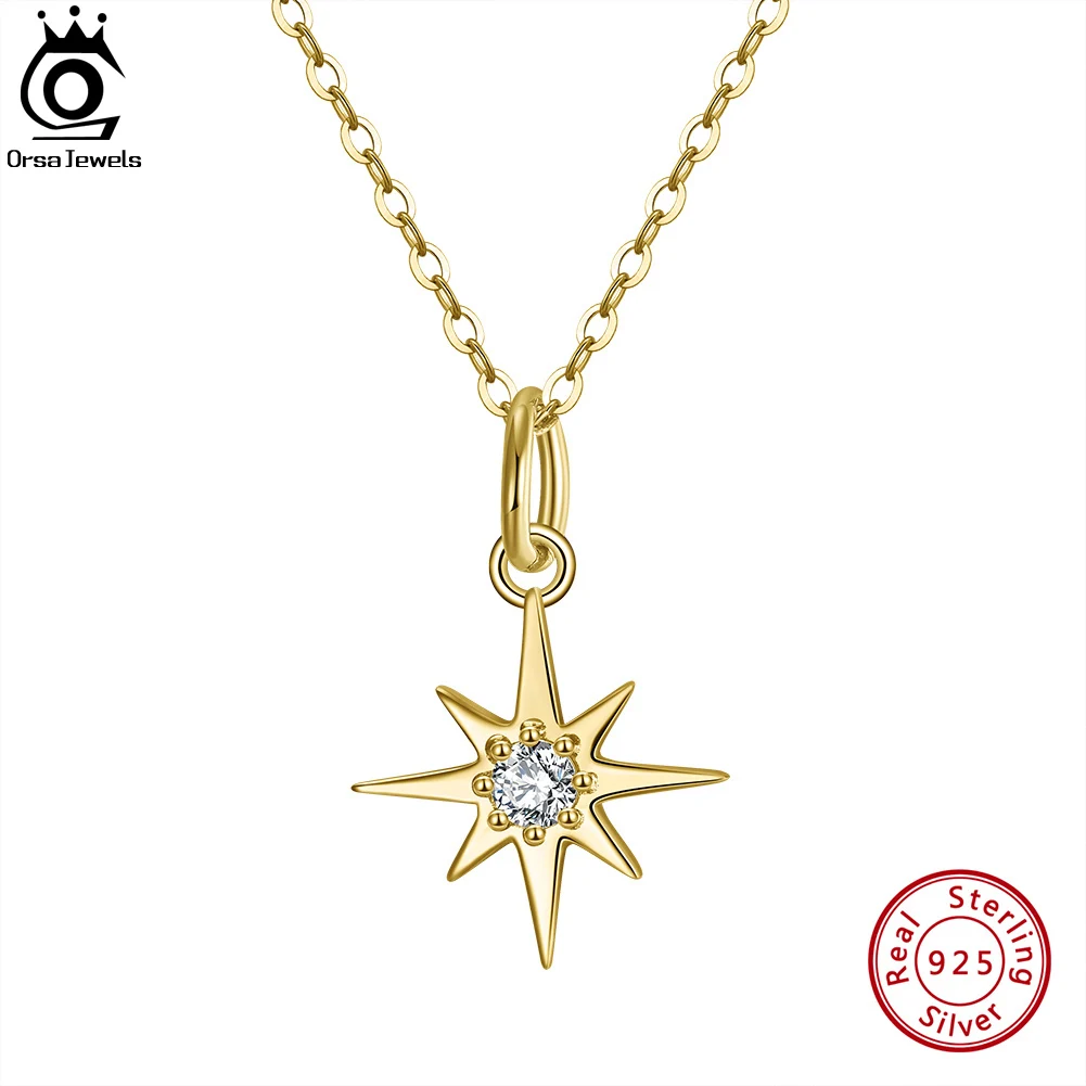 ORSA JEWELS Snowflake Necklace for Women Sterling Silver Jewelry Sparkling Cubic Zirconia Pendant for Teenage Girls Mom APN08