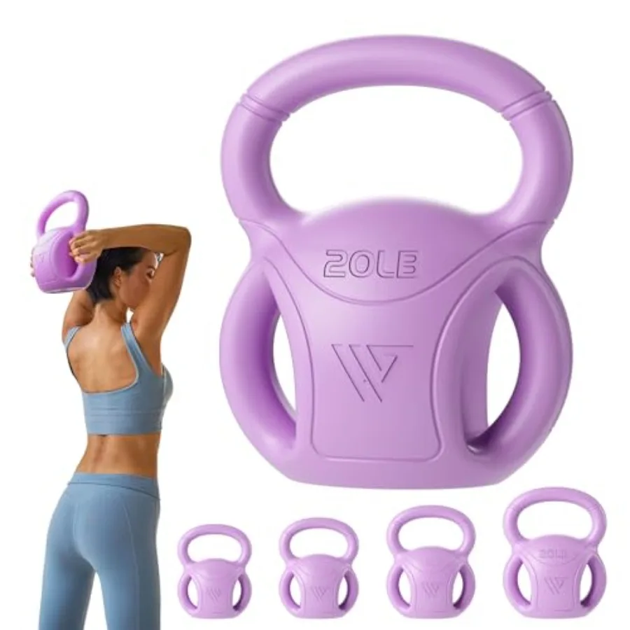 

Home Gym Kettlebells Set: 3-Handle Design Cast Iron Black 5/10/15/20 LB Options for Russian Twists Core Training and Weightlift