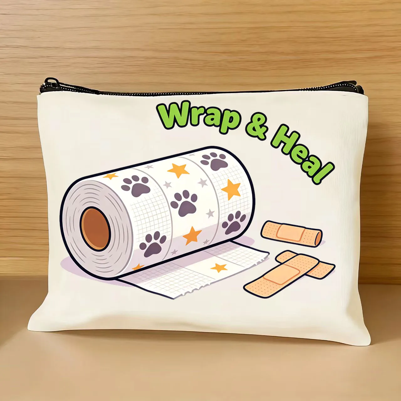 1Pc Pet Doctor Theme Storage Bag, Large capacity canvas storage bag for pet supplies, Multi-functional clutch