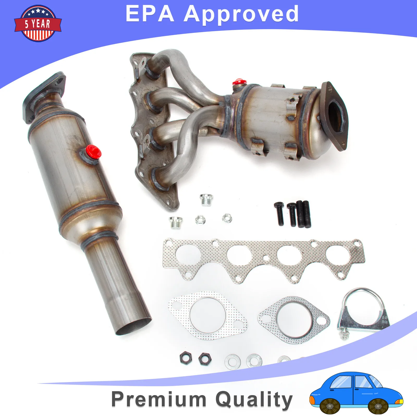 

Fit 2012- 2019 Kia Soul 1.6L BOTH Catalytic Converter w/ Gaskets Front and Rear