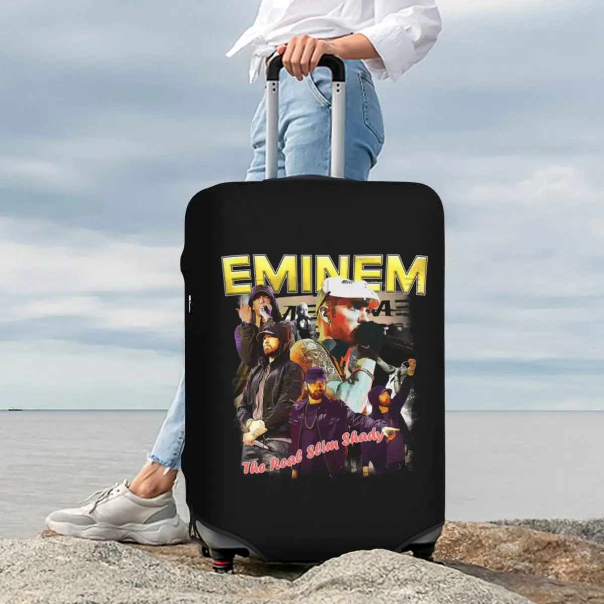 

Eminem Slim Shady Music Rap Suitcase Cover Protection Elastic Trip Luggage Protector Covers for 18-32 Inch