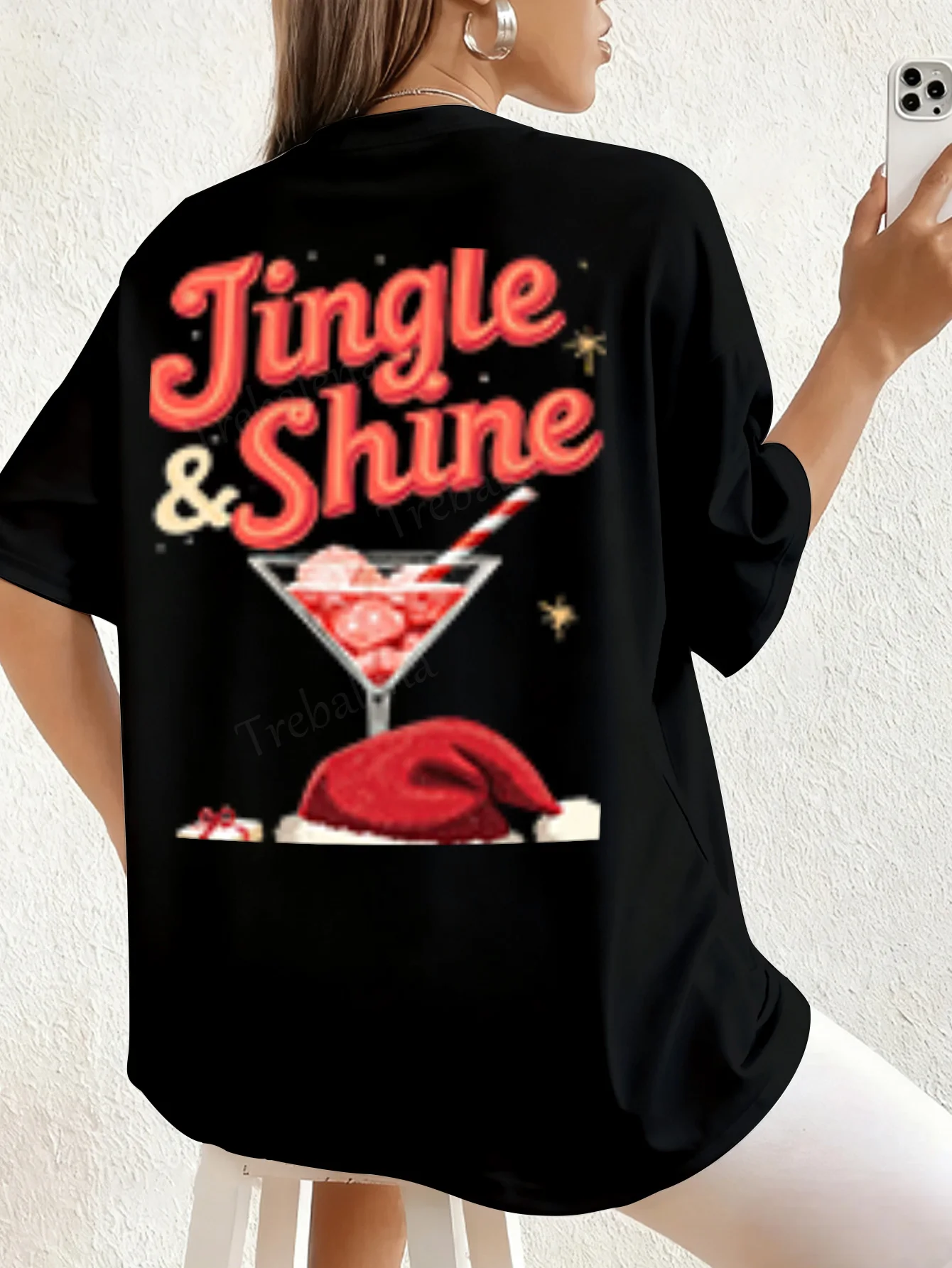 Women T-shirt Jingle & Shine Christmas Cocktail T-Shirt for Women