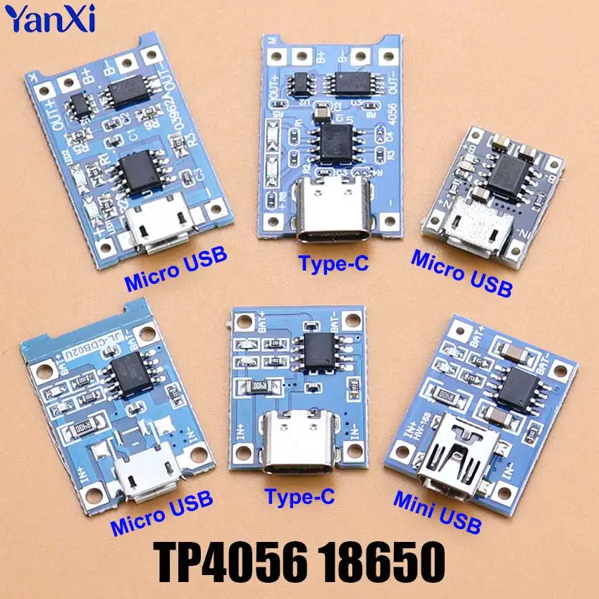 1PCS Mini Micro USB Type-C Interface Li-ion Battery Charging Board 5V 1A 18650 TP4056 3.7V Lithium Battery Charge Module Board