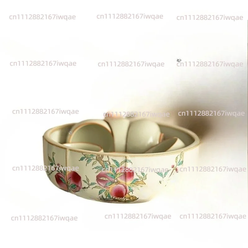 Purple pottery tea set, with fruit tray tea set storage tea art ornament