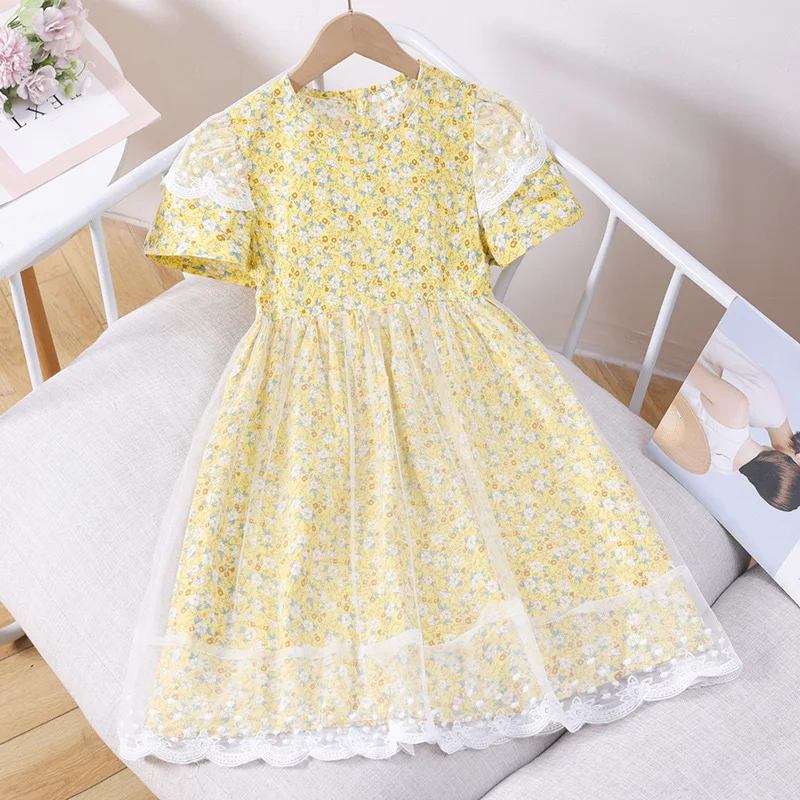 Summer Baby Kids Floral Dress for Girls Clothes Princess Prom Outfits Short Sleeve Children Teenagers Costumes 4 6 8 10 12 Years