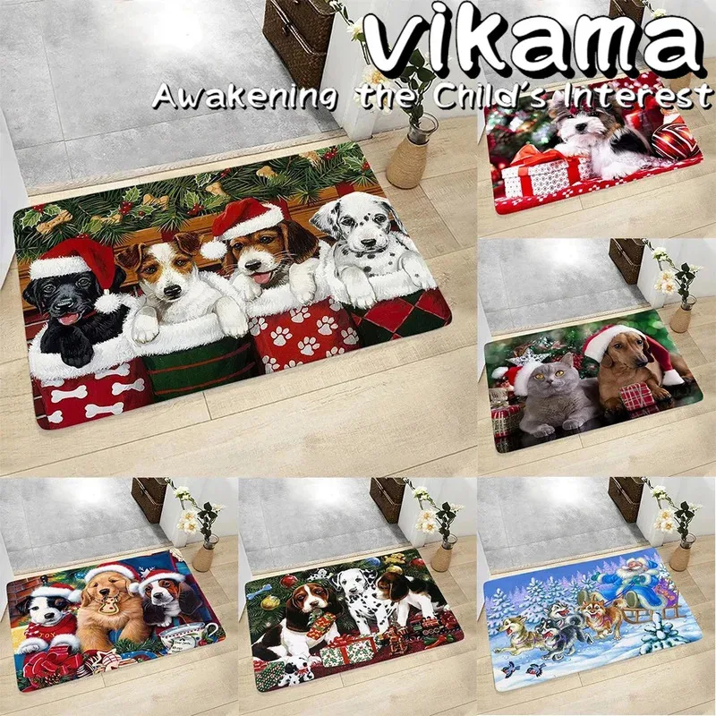 

VIKAMA Christmas Diatomite Home Decorative Small Carpet Bathroom Entryway Kitchen Absorbent Non-slip Floor Mats