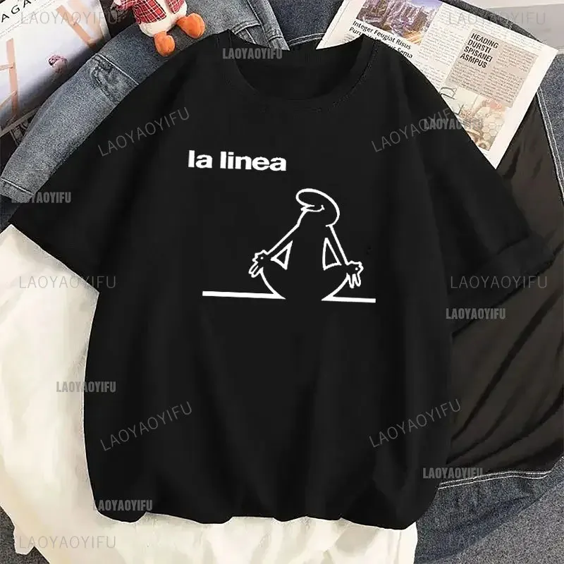 Great Space Coaster Cotton Tshirts La Linea TV Series Korea Style La Linea The Line Osvaldo Cavandoli Men Women Hipster Y2k Top