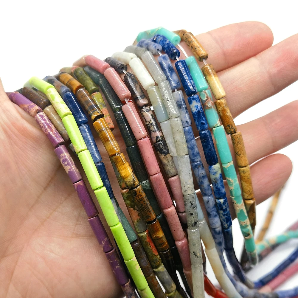 

Wholesale 4x13mm Natural Stone Crystal Quartz Round Tube Loose Spacer Beads for Jewelry Making DIY Necklace Bracelet Earrings