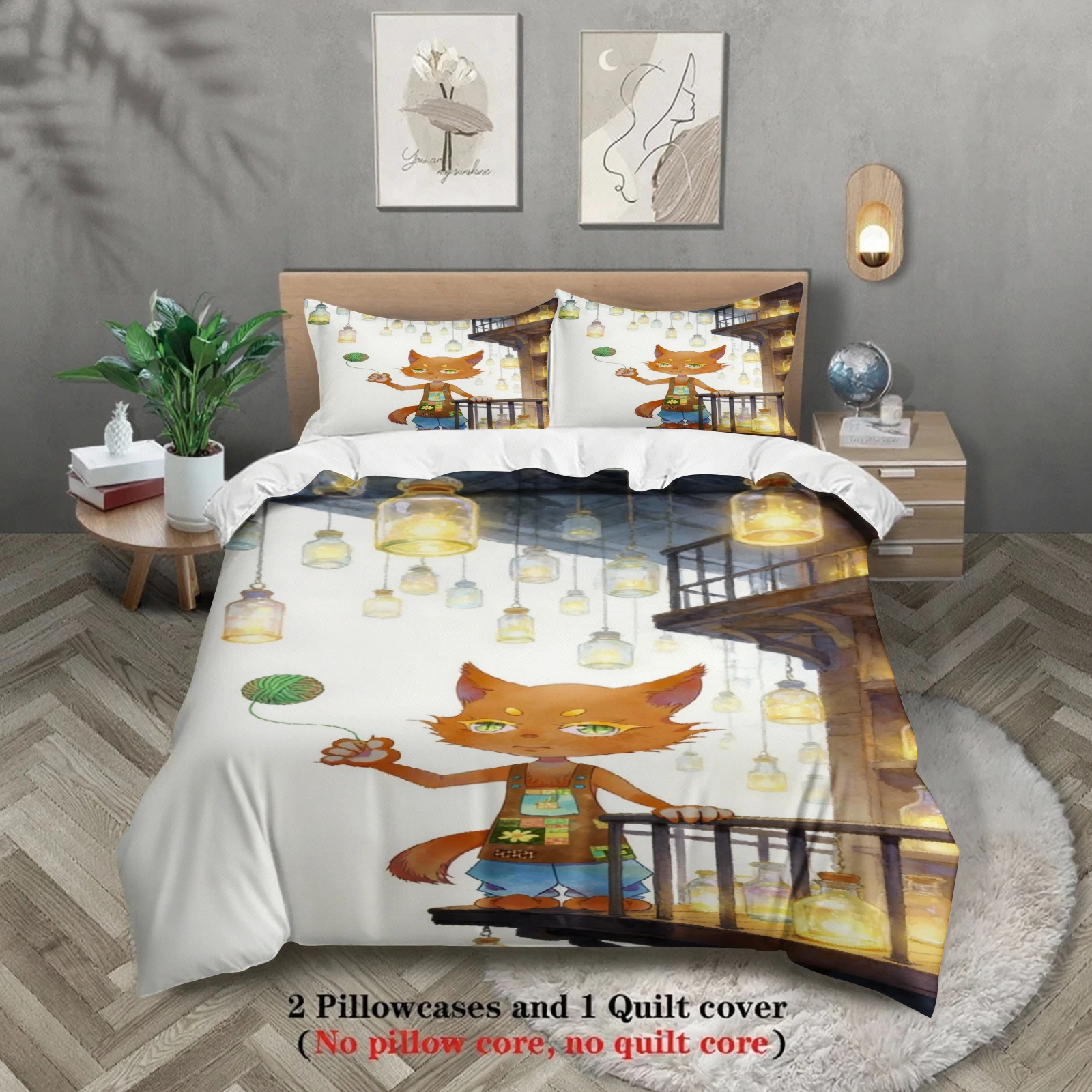 Softville Cozy Town Cute Fern the Quilt Fox Bedding Set With Duvet Cover & Pillowcase For Children's Bedroom Decor
