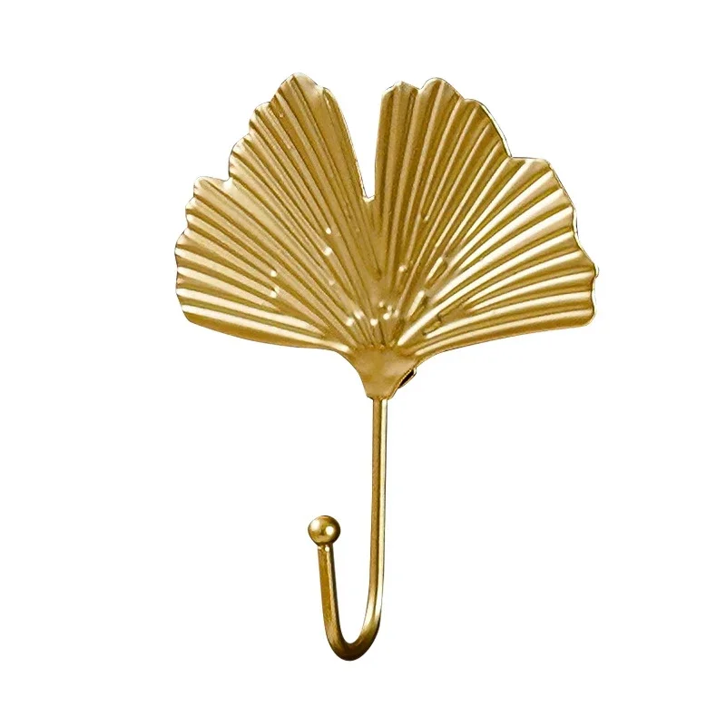 Luxury Gold Leaf Shape Hanging Hooks Punch-Free Wall Hanger Hanging Storage Rack Towel Watch Bag Key  Self Adhesive Household