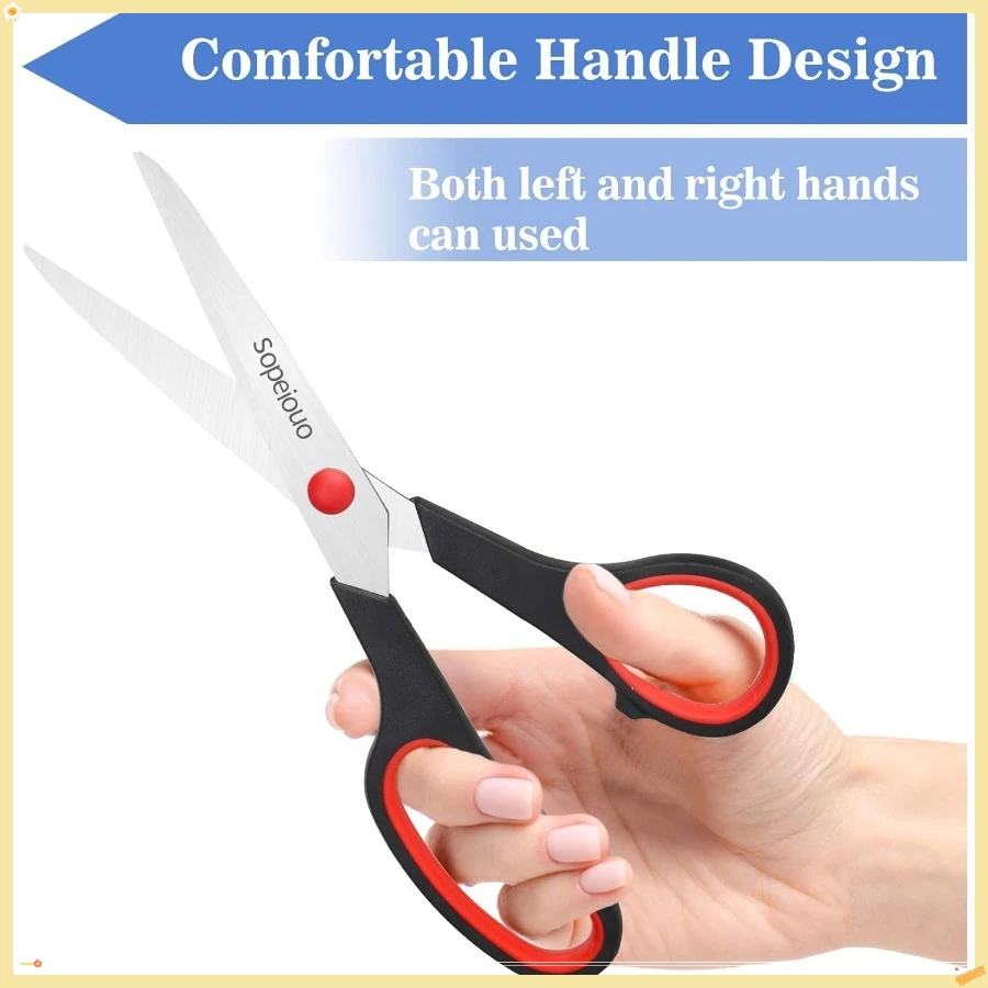 Scissors Set of 6-Pack, 8" Scissors All Purpose Comfort-Grip Handles, Sharp Scissor for Office Home School Craft Sewing