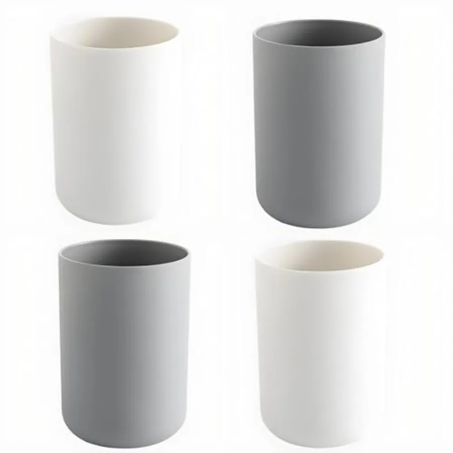 

4 Pieces Plastic Bathroom Tumbler Cup Toothbrush Holder Organizer Tumbler Cups for Bathroom Vanity300ml White and Grey