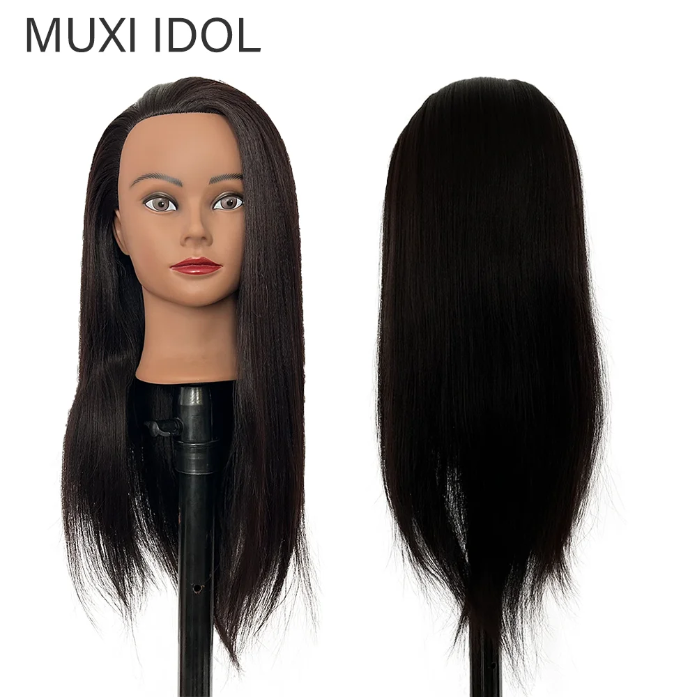 

22“ Long Synthetic Hair Yaki Mannequin Head With Manikin Head Styling Hairdresser Training Head, Doll Head for Braiding Practice