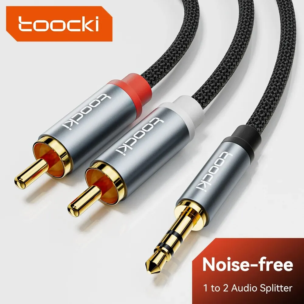 Toocki RCA Cable HiFi 2RCA a 3.5 Jack cavo Audio AUX 3.5mm Splitter maschio per TV PC amplificatori Audio Home Theater Speaker Wire