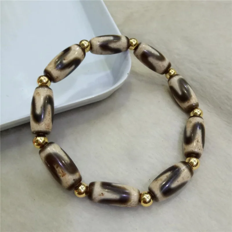 

Factory Price Supply Tibetan Style Tiger Tooth Dzi Agate Bracelet Men's Tianzhu Agate Bracelet