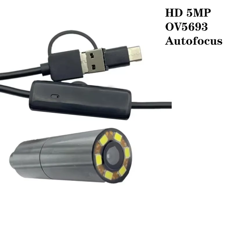 OEM OV5693 14MM with Case 5MP 30FPS Autofocus Endoscope USB Camera Module with LED Lights for Industrial Inspection Medical Devi