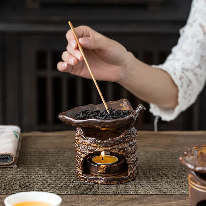 Retro Tree Pattern Ceramic Incense Burner Creative Candle Essential Oil Stove Indoor Aromatherapy Powder Tea Ceremony Tea Tray - view 2