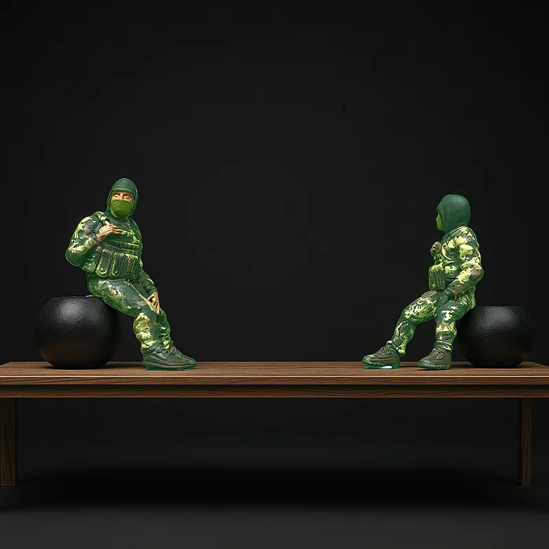 1:64 Soldati in resina Modello di stampa 3D Mitragliatrice pesante Artiglieria Razzo Action Figures Accessorio di scena fai da te in miniatura