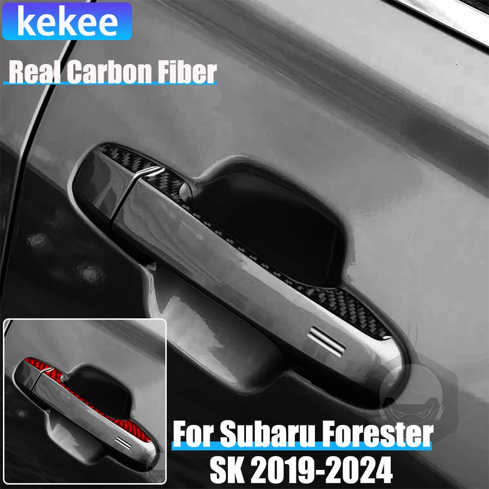 

Real Carbon Fiber Car Accessories Door Handle Panel Trim Cover Soft Sticker For Subaru Forester SK 2019 2020 2021 2022 2023 2024