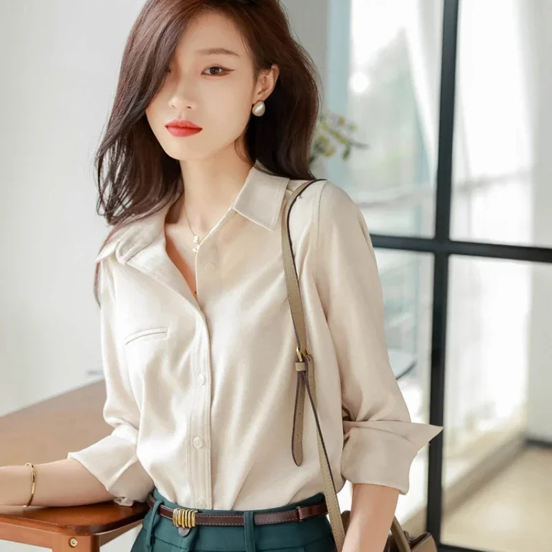 

Thickened Women Shirt Loose Women Blouse 2023 Autumn/Winter New Women Clothing Elegant Button Up Shirt Solid Fashion Womens Tops