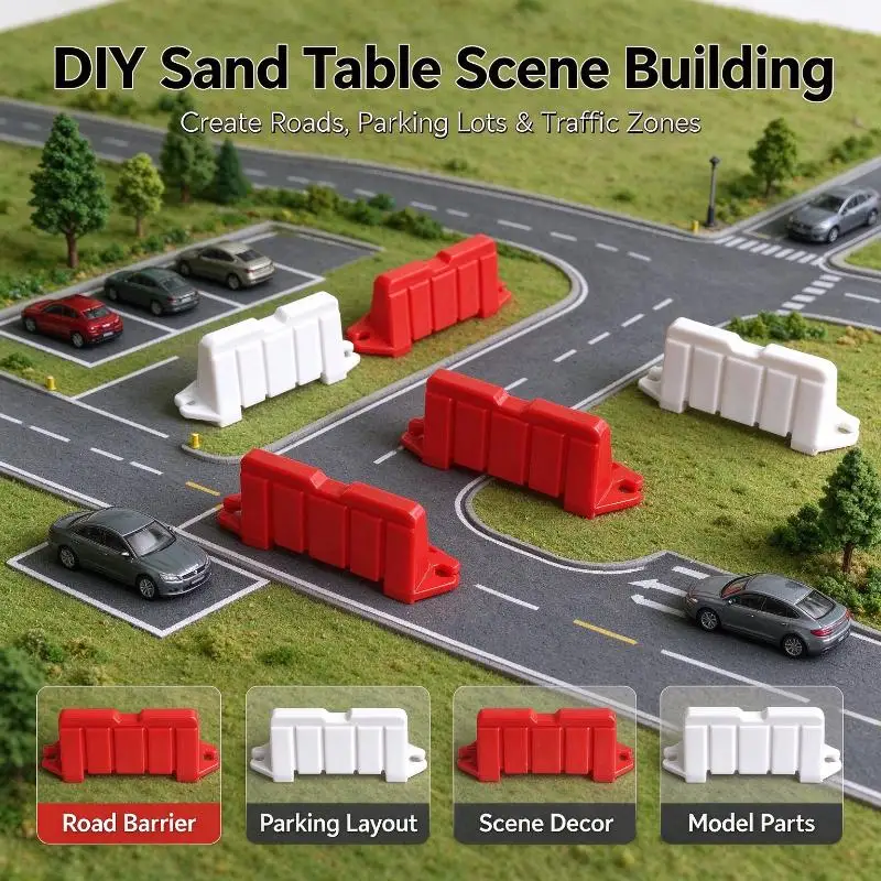 Sand Table Scene Layout Model Parts Mini Traffic Road Signs Barrier Plates For DIY Parking Diorama Building Decor