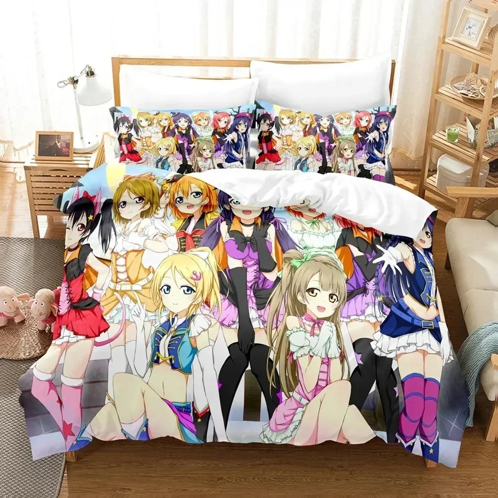 

3d Anime Love Live! School Idol Festival Bedding Set Duvet Cover Sheet Printed Pillowcase Full Queen King Size Comforter Bedroom