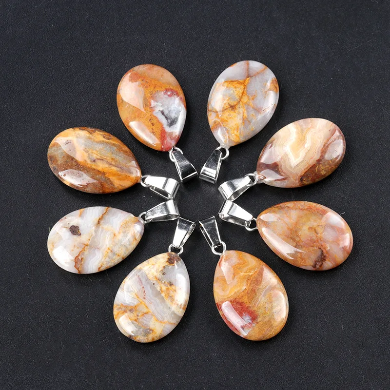 New 3/5pcs/lot Mixed Color Natural Stone Charms Pendant Jewelry Making Necklace Accessories Good Quality 24*16mm