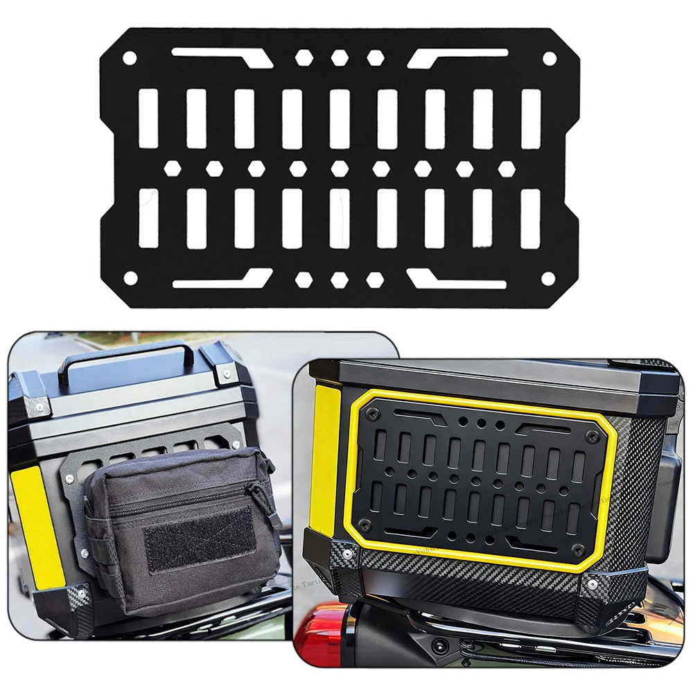 

1PCS Universal Motorcycle Top Case & Side Box Aluminum Alloy Tactical Trunk Molle Panel Modular Quick-Mount Organizer