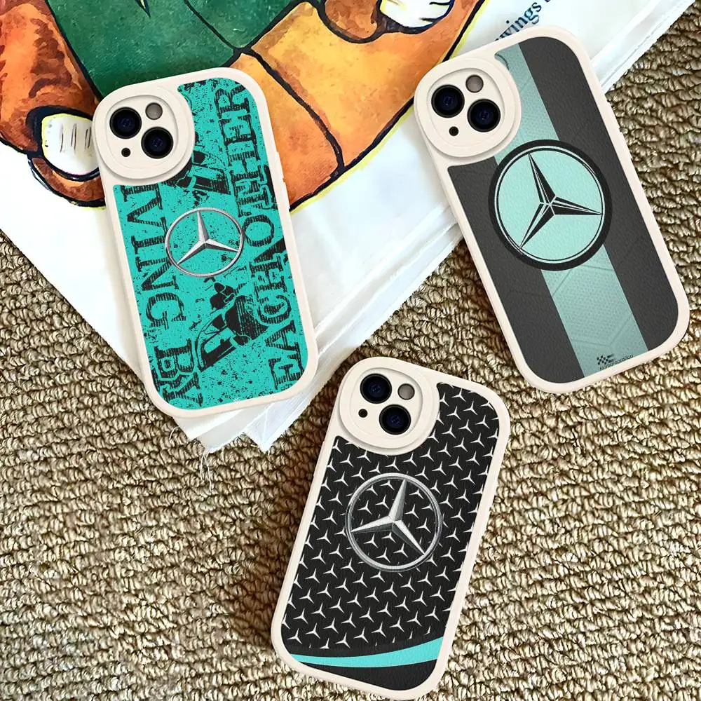 Car M-Mercedes-Ben-z-Backs Phone Case For IPhone 16 15 14 13 12 11 Pro Max Plus Shockproof Leather Cover