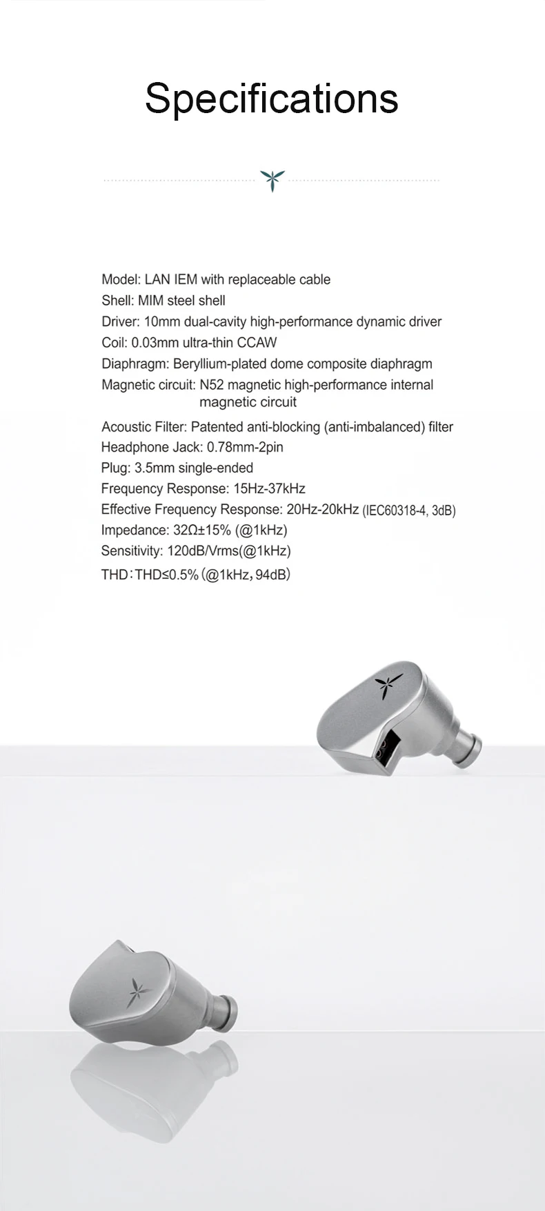 MOONDROP LAN HIFI-Kopfhörer, kabelgebundene Ohrhörer, IEM, 0,78 mm, mit Beryllium beschichtete Kuppel-Verbundmembran, abnehmbare Kabel-Ohrhörer – Detail 10