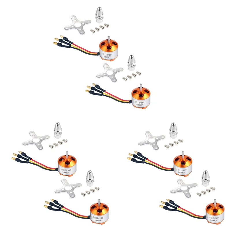 

ABWE-6 Pcs 2212 1400KV Brushless Outrunner Motor With Mount 10T For RC Aircraft/Kkmulticopter 4/6 Axle Quadcopter UFO