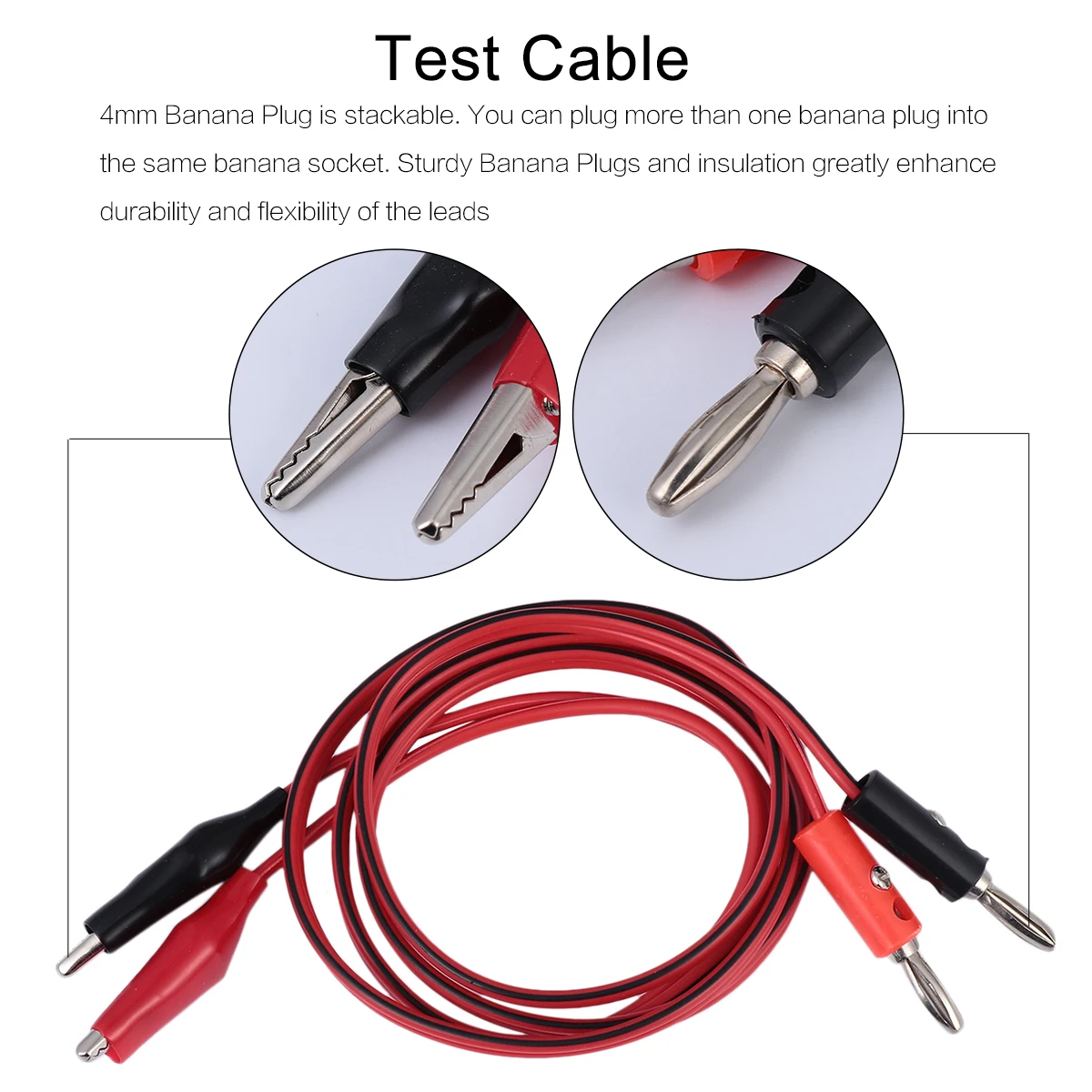 

5pcs 1M 4Mm Banana Plug To Crocodile Clip Test Lead Copper Wire For Motor Testing Alligator Probe Line Stackable Test Cable