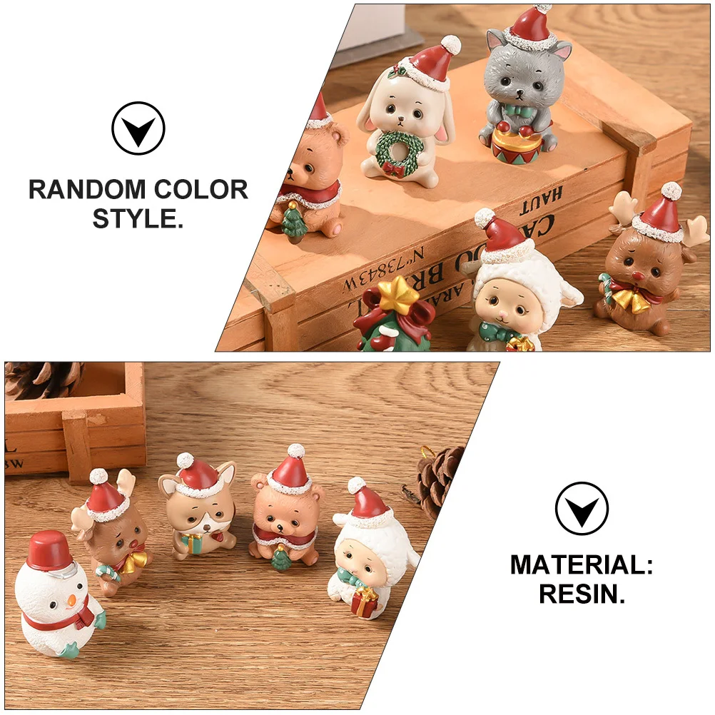 

4Pcs Christmas Animal Resin Ornaments Cartoon Desktop Decor Xmas Crafts Festival Props Holiday Party Decoration Home Resin Craft