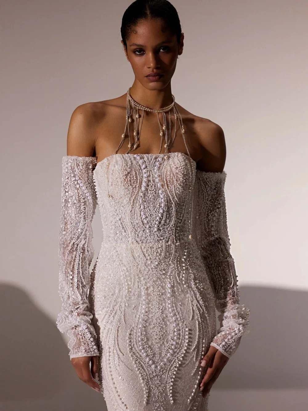 فستان زفاف مكشكش قابل للانفصال مزين بالخرز واللؤلؤ فستان زفاف 2026 مخصص رشيق بدون حمالات للعروس #3