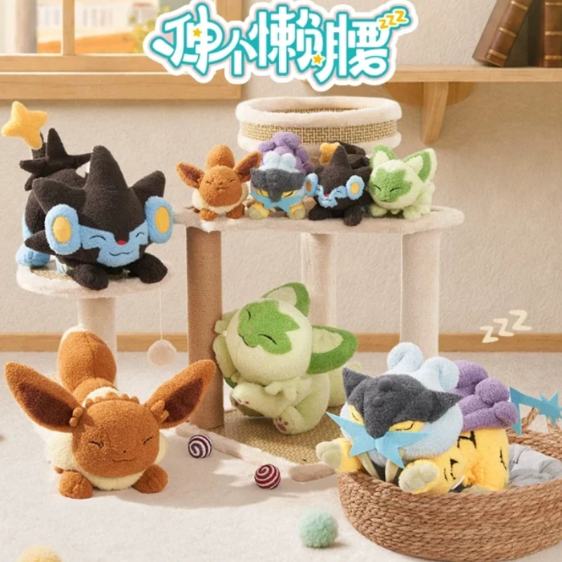 Authentic Pok é Mon Stretch Series Plush Doll Toy Cute Trendy Pendant Luxray Eevee Sprigatito Decorative Toy Birthday Gift