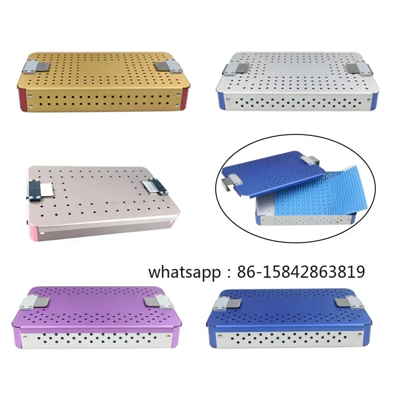 Disinfection Box Surgical Single Layer Sterilising Box with Silicone Pad Autoclavable Surgery Instruments