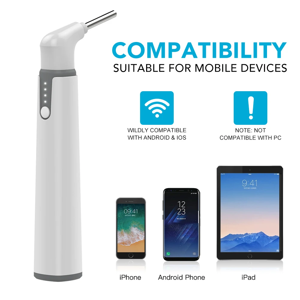 TESLONG 3 Trong 1 Tai Camera Nội Soi Tai 4.3Mm Dụng Cụ Vệ Sinh HD Hình Ảnh Tai Thìa Earpick TYPE-C Android PC otoscope 6 Đèn LED