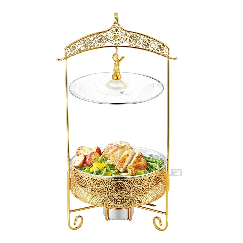 New Arrival Commercial Food Warmer With Glass Round Lid Chafing dish Lid Stainless Steel 8L Gold Chafing Dishes