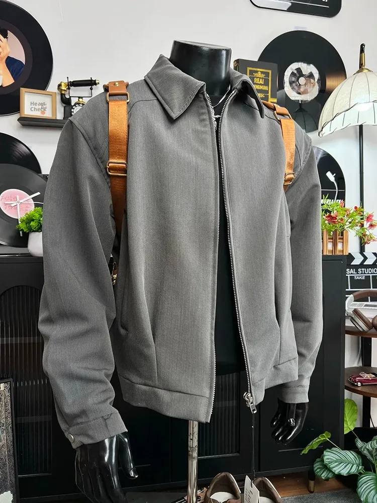 

Ay Old Money Sle Мужской костюм ort Boxy oulder в американском стиле ретро с лацканами Jaet Премиум-костюм Верхняя одежда Повседневная свободная посадка