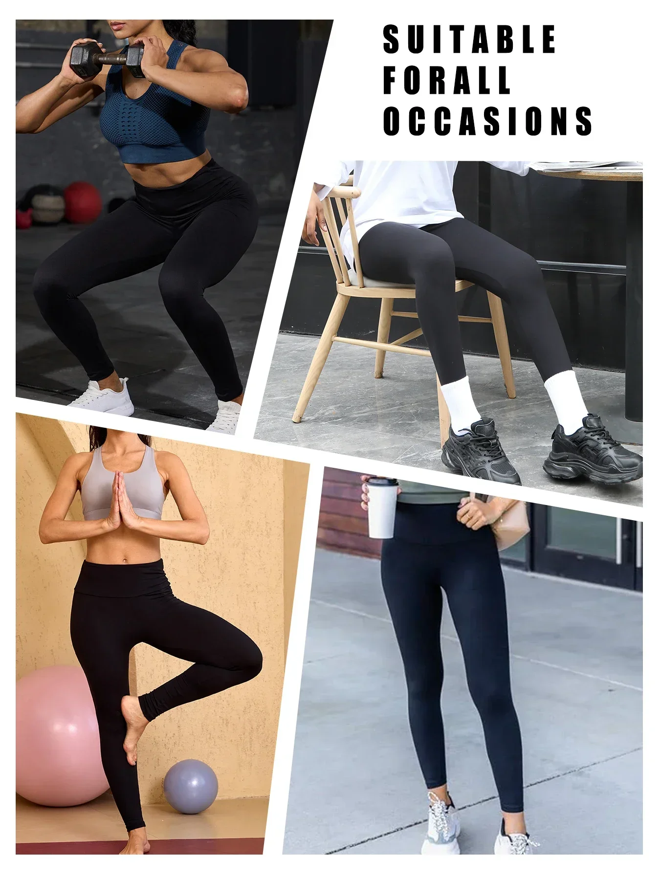Confezione da 2 leggings super morbidi da donna a vita alta con controllo della pancia, non trasparenti, per allenamento, yoga, corsa, atletica, push up, palestra
