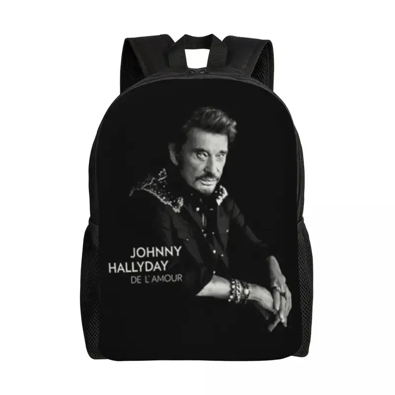 

Johnny Hallyday Laptop Backpack Women Men Fashion Bookbag for School College Students France Mucisian Bag