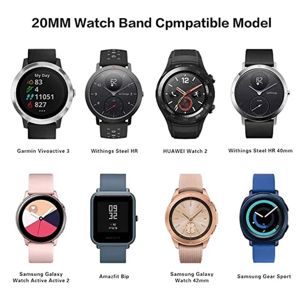 20Mm Dây Đồng Hồ Dành Cho Samsung Galaxy Samsung Galaxy Đồng Hồ Hoạt Động 2 44Mm 40Mm Dây Đeo Silicone Cho Đồng Hồ Huawei Watch GT 2 42Mm/Garmin Venu SQ