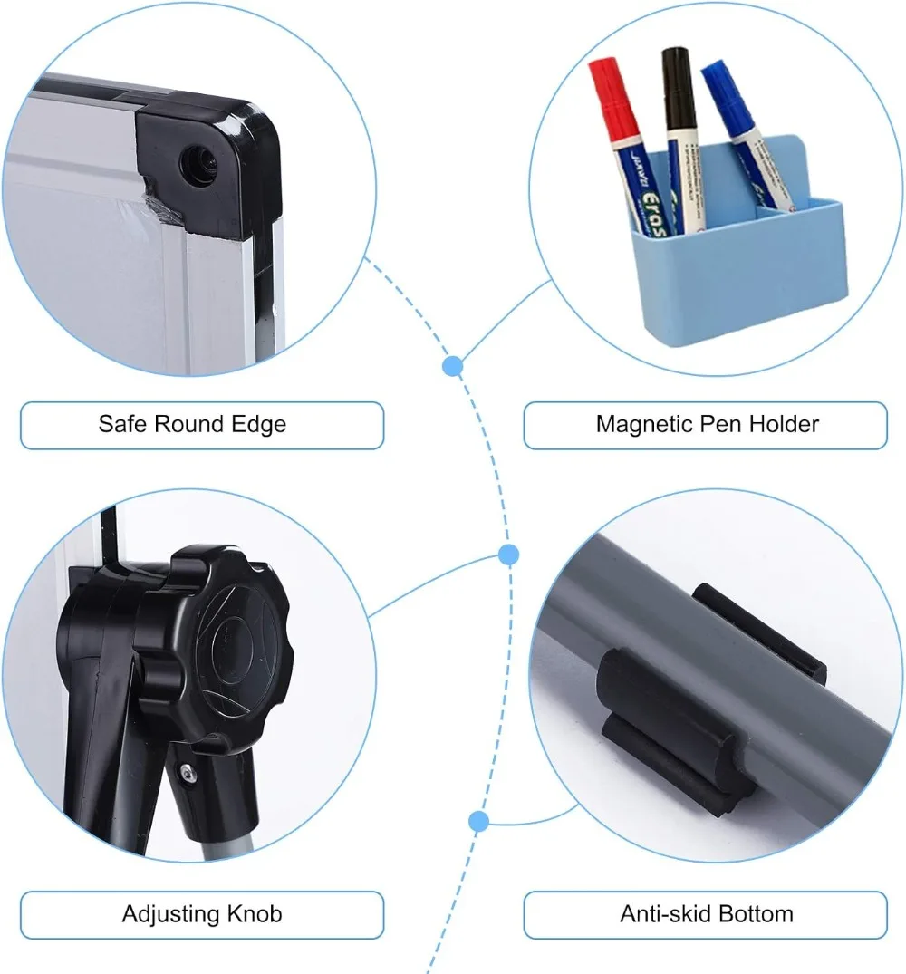 سبورة بيضاء مغناطيسية مزدوجة الجوانب، ارتفاع قابل للتعديل وتصميم قابل للطي للاستخدام المنزلي والمكتب والفصول الدراسية، 36 × 24 بوصة #2