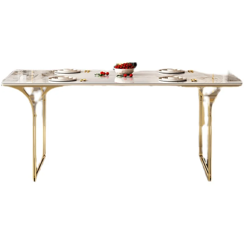 Rock board dining table rectangular light luxury cream style modern minimalist dining table chair combination dining table