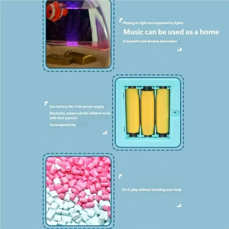 LED ライト付き人工魚水槽ポータブル海をテーマにしたナイトランプ寝室の机や子供部屋 A2UB