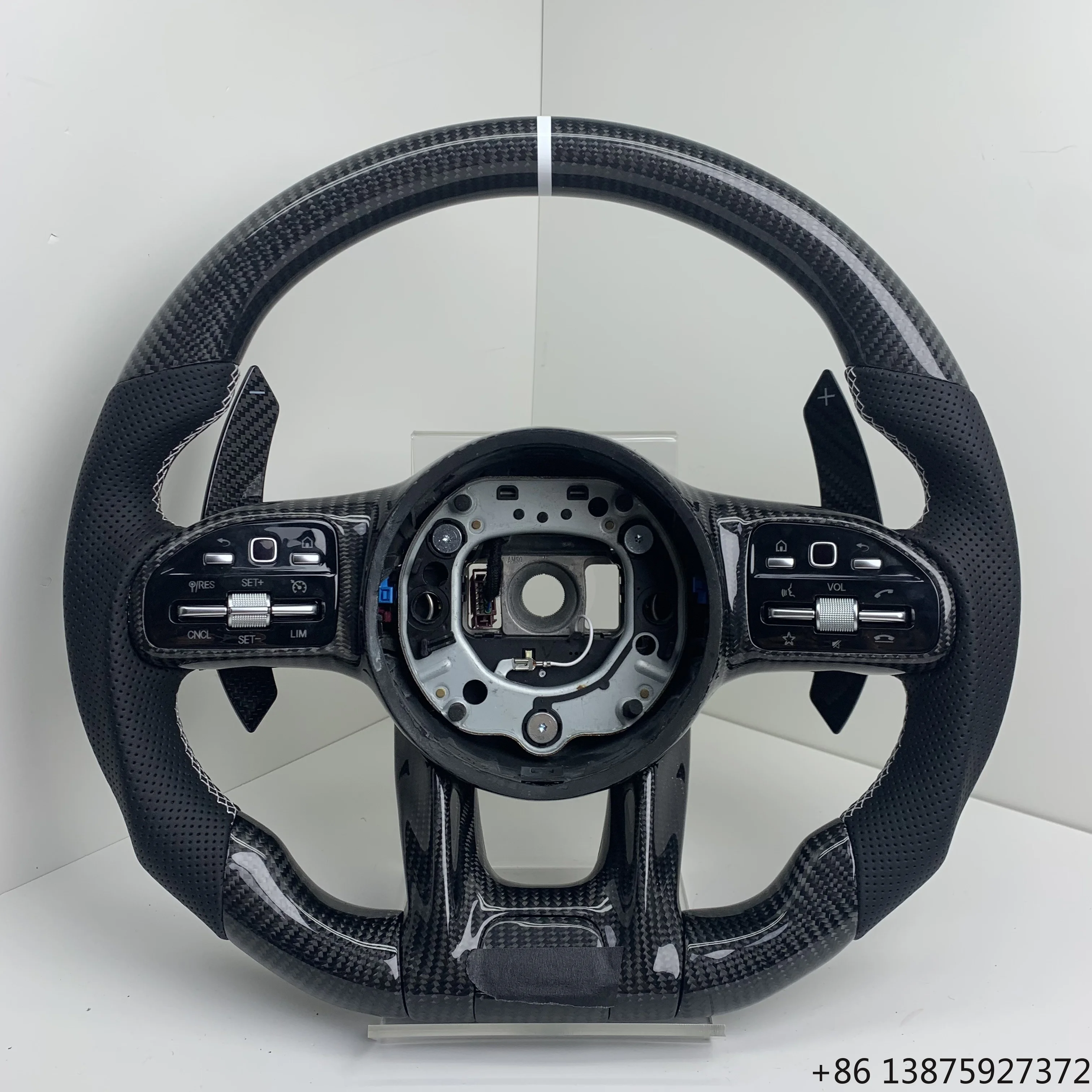

Half Perforated Leather Carbon Fiber Cover Plate Steering Wheel for W211 W221 W245 W246 W204 W205 C43 C63